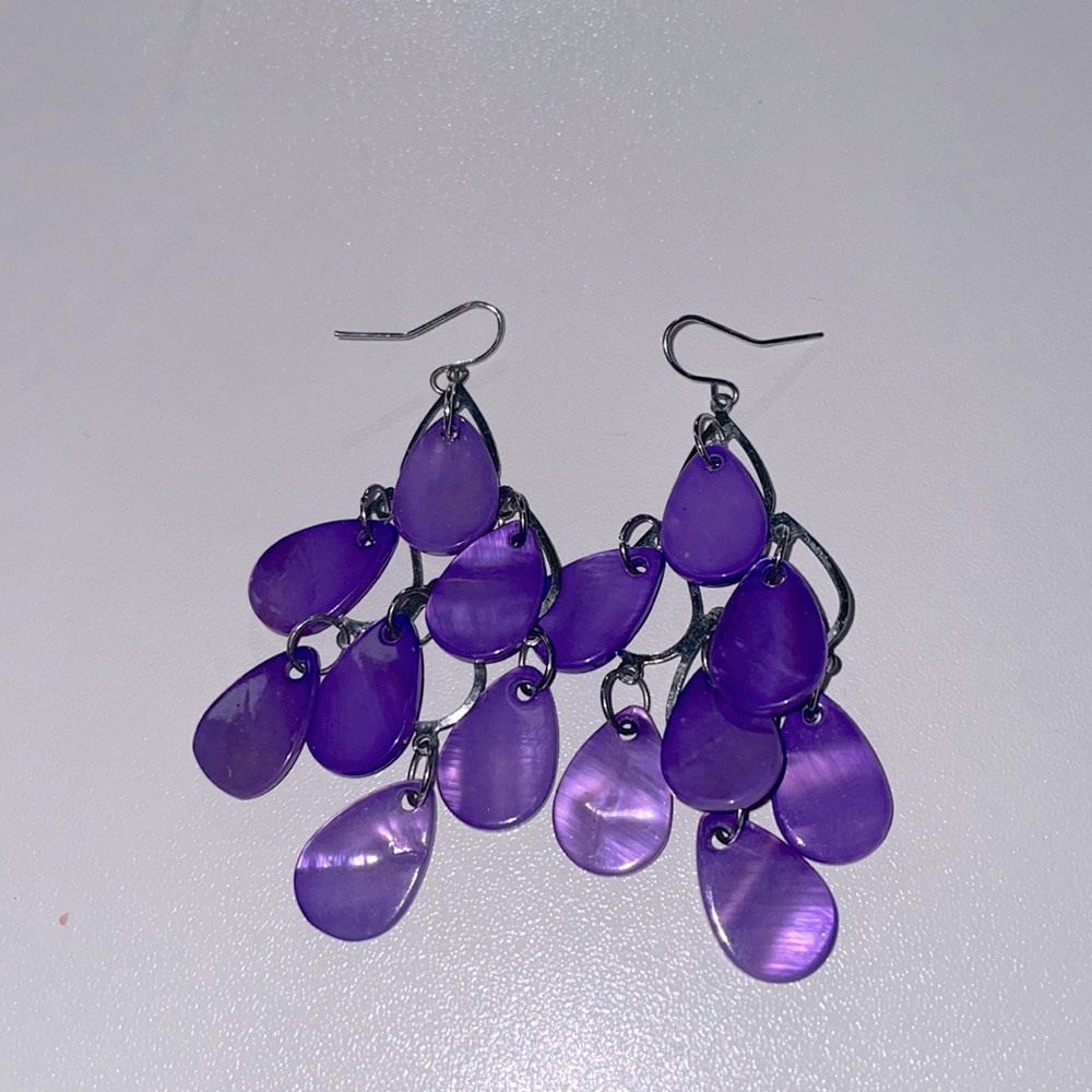 Purple dangling earrings
